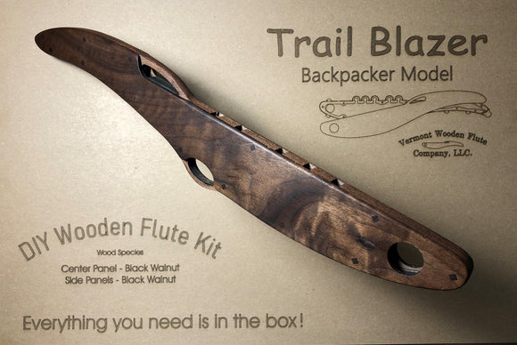 Black Walnut center panel and highly figured Black Walnut side panels. DIY Wooden Flute Kit